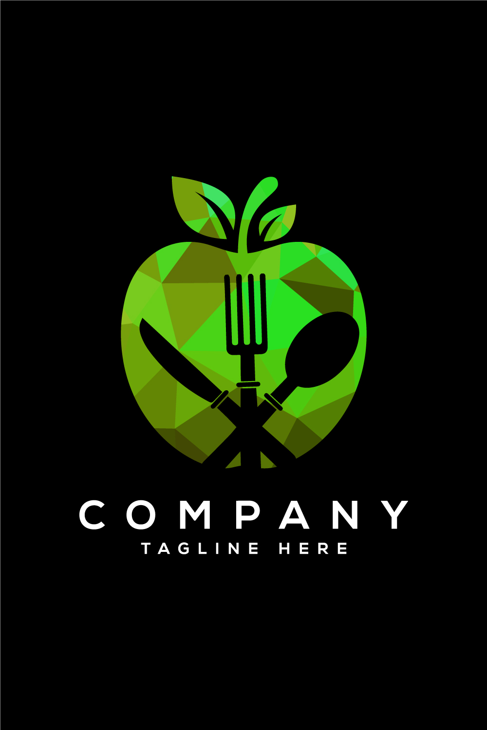 Low poly style apple fresh food logo sign symbol in flat style pinterest preview image.