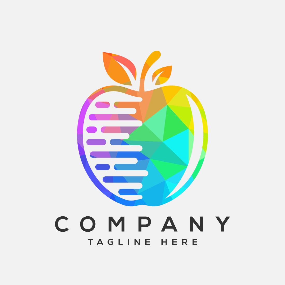 Low poly style apple technology logo sign symbol in flat style preview image.