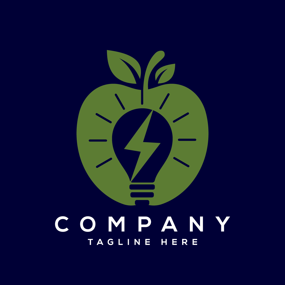 Apple and electricity logo sign symbol in flat style cover image.