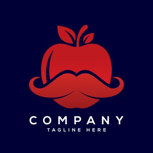 Apple and mustache logo sign symbol in flat style cover image.