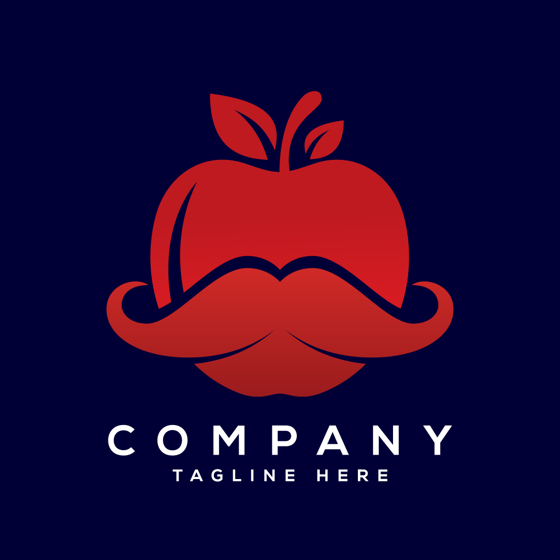 Apple and mustache logo sign symbol in flat style cover image.