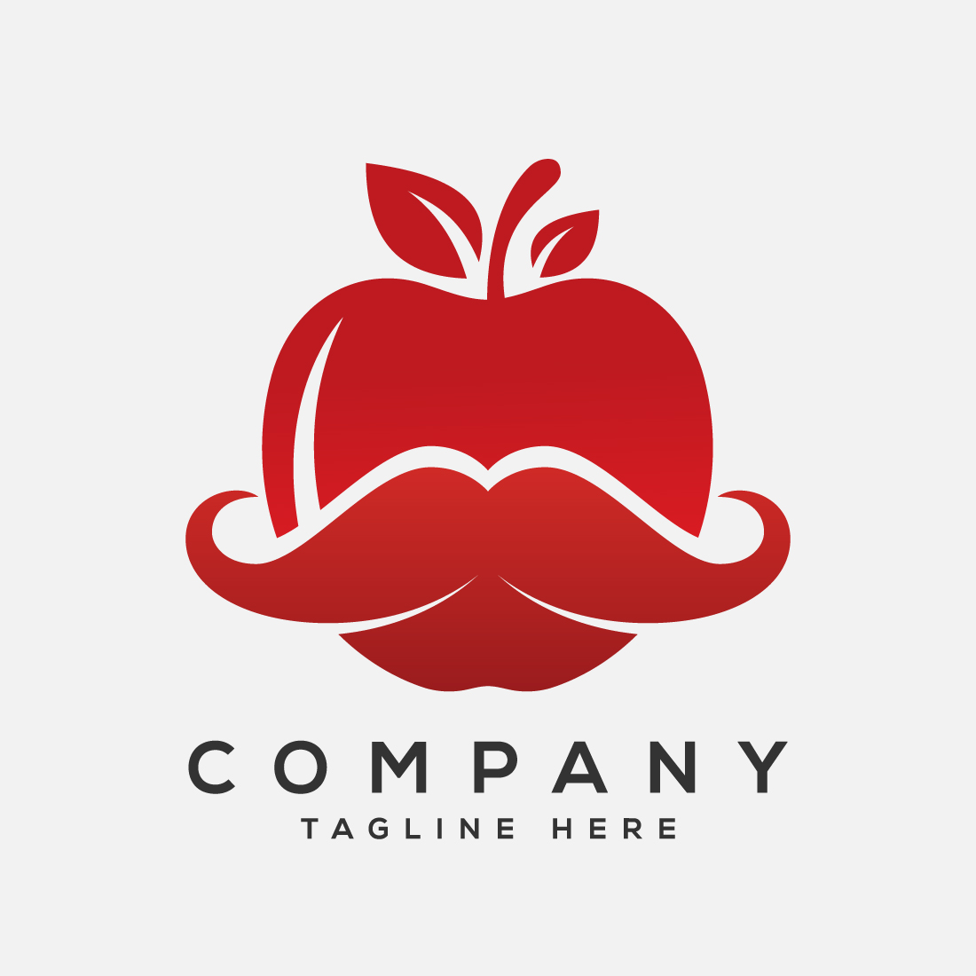 Apple and mustache logo sign symbol in flat style preview image.