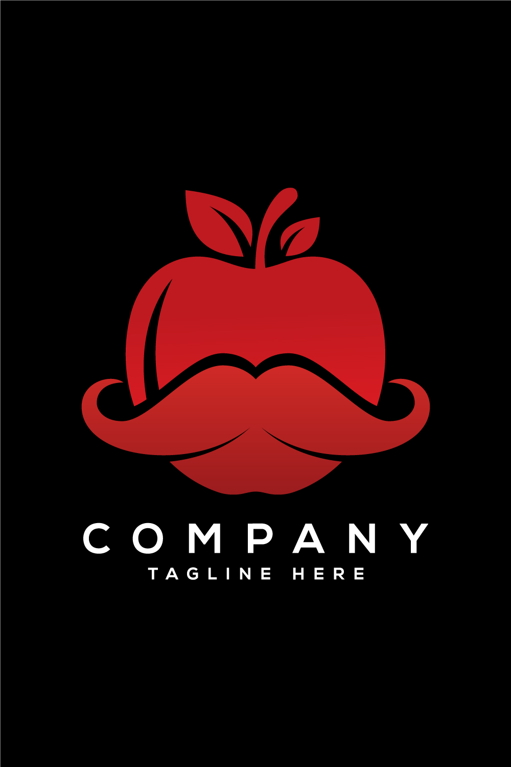 Apple and mustache logo sign symbol in flat style pinterest preview image.