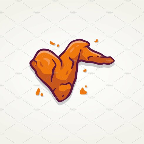 crispy fried chicken wings flat icon cover image.