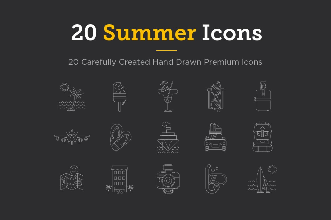 20 Summer Icons | Premium Icon Set cover image.