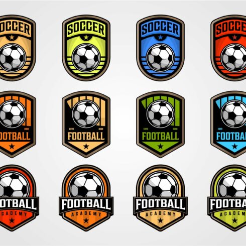 set of soccer ball emblem football cover image.