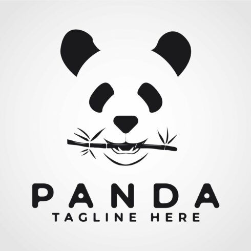 panda eating bamboo icon vector logo cover image.