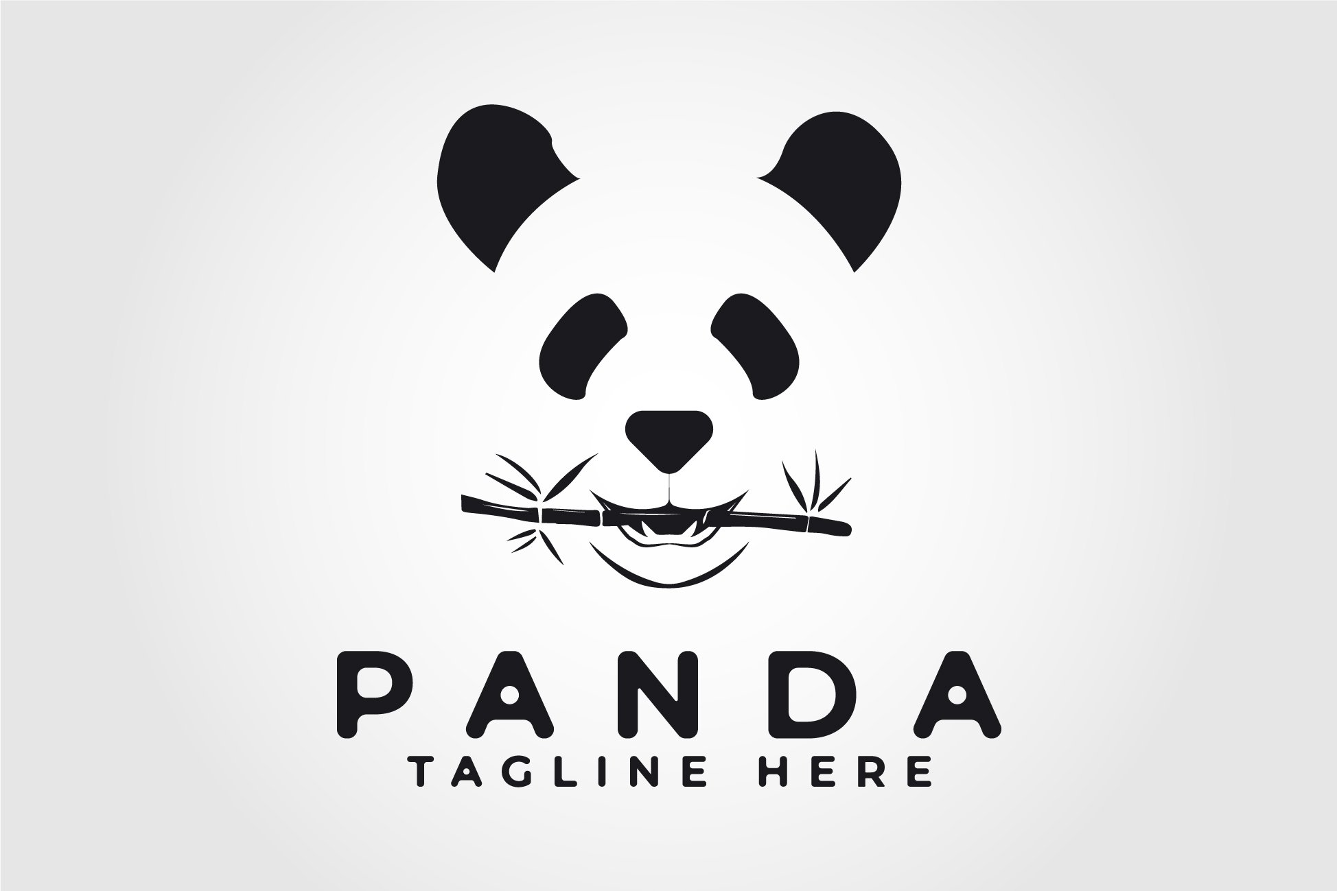 panda eating bamboo icon vector logo cover image.