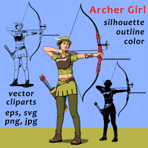 Archer Girl Character Clipart cover image.