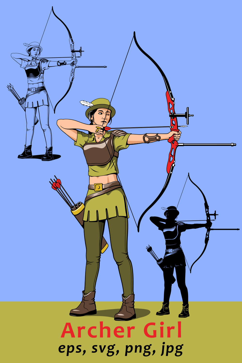 Archer Girl Character Clipart pinterest preview image.