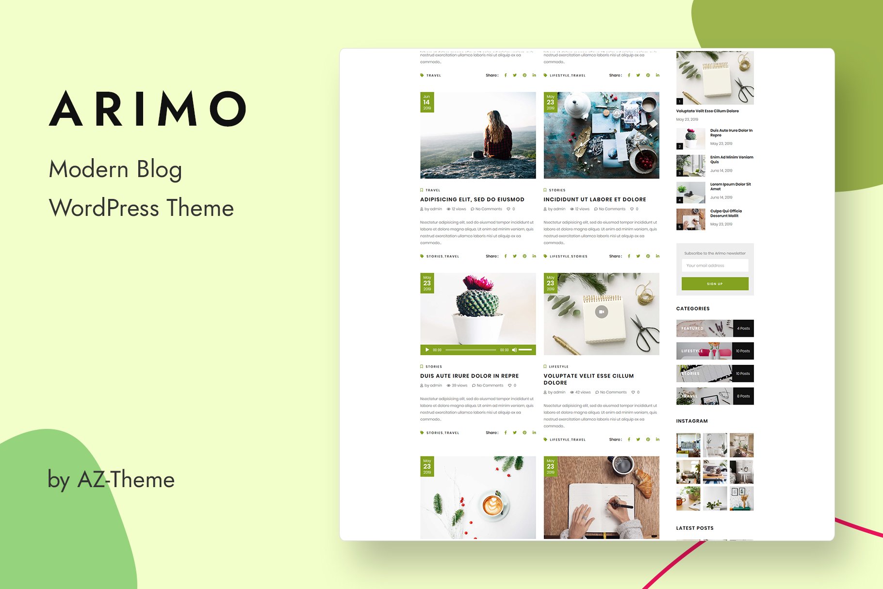 Modern Blog WordPress Theme - Arimo preview image.