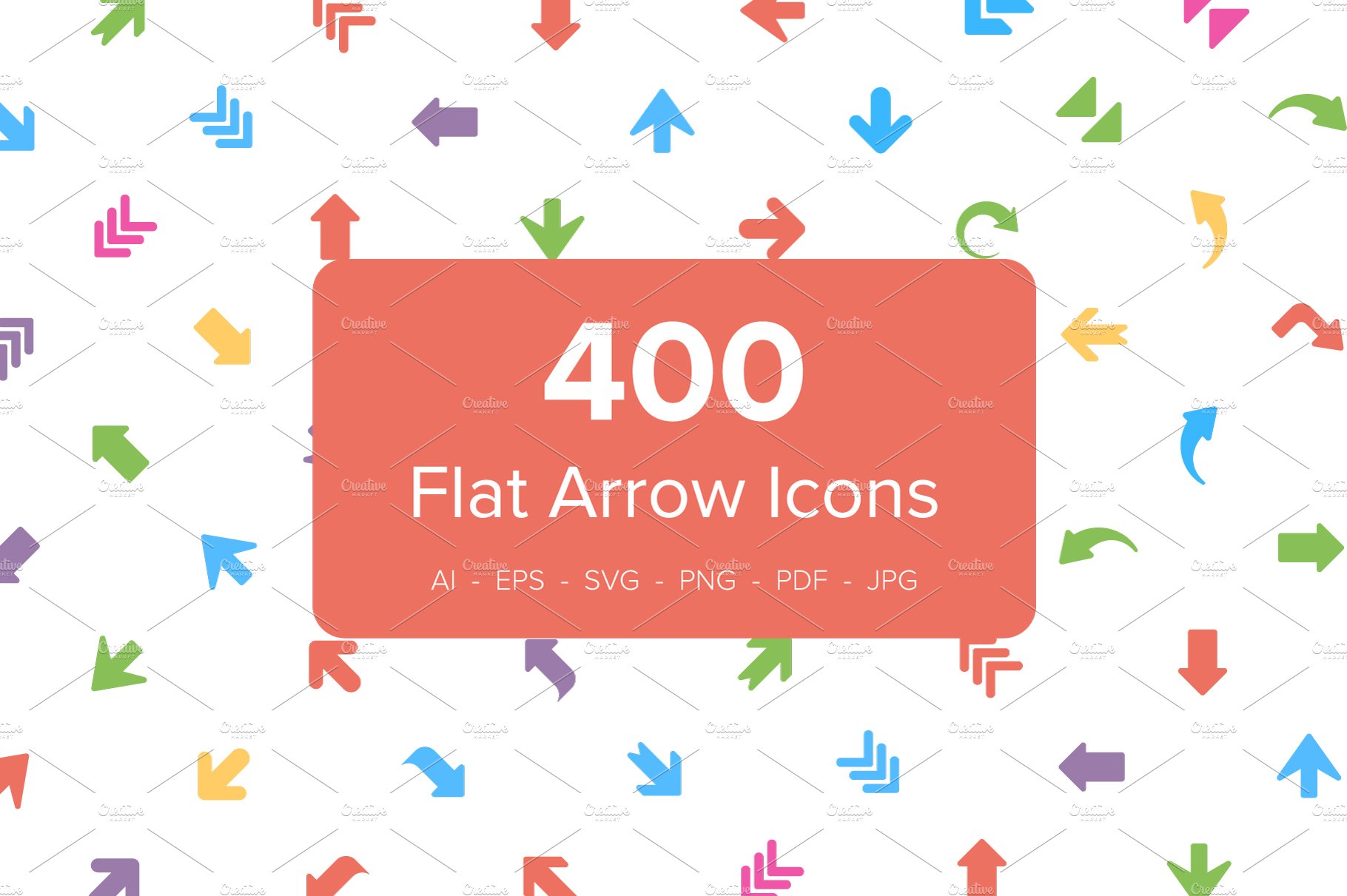 400 Flat Arrows Vector Icons cover image.