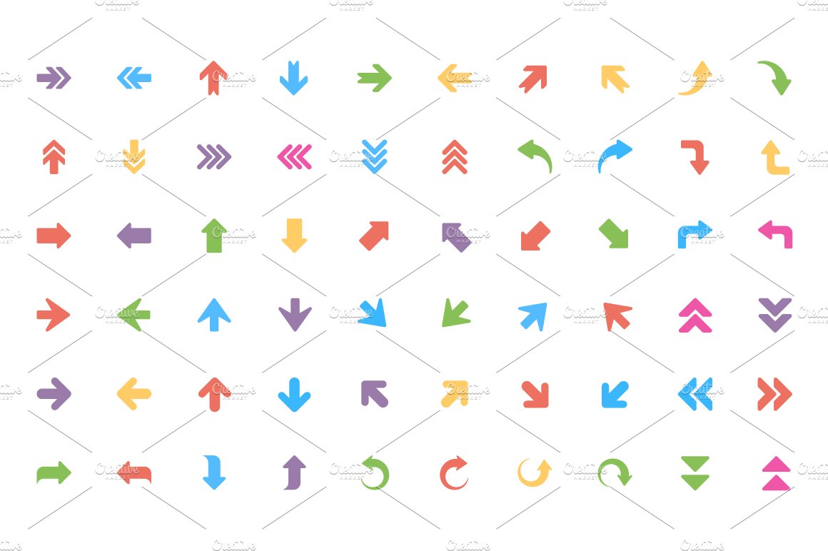 400 Flat Arrows Vector Icons preview image.