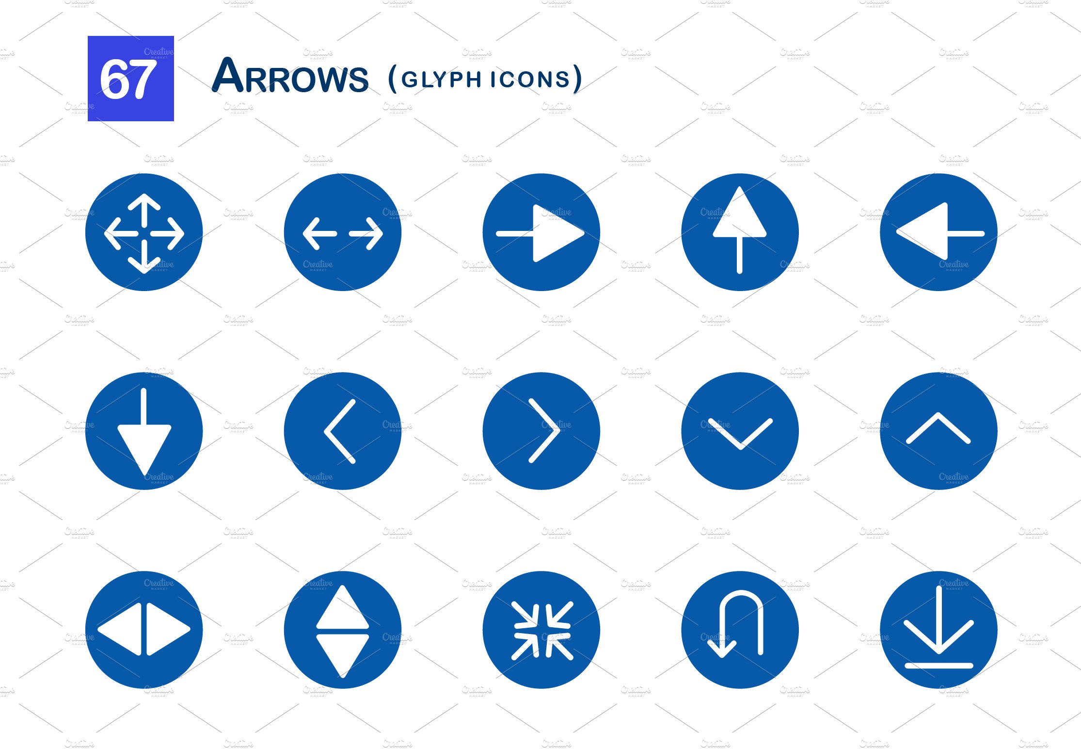 67 Arrows Glyph Icons preview image.