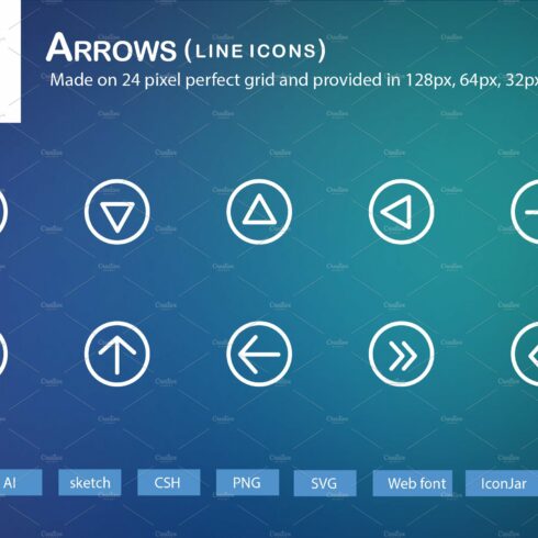 67 Arrows Line Icons cover image.