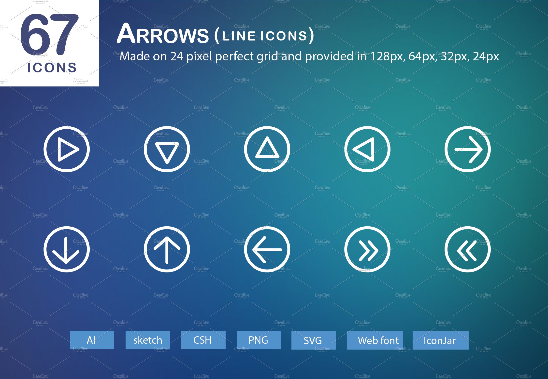 67 Arrows Line Icons cover image.