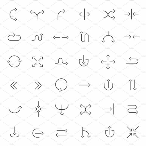 Arrows. 36 icons. Vector cover image.