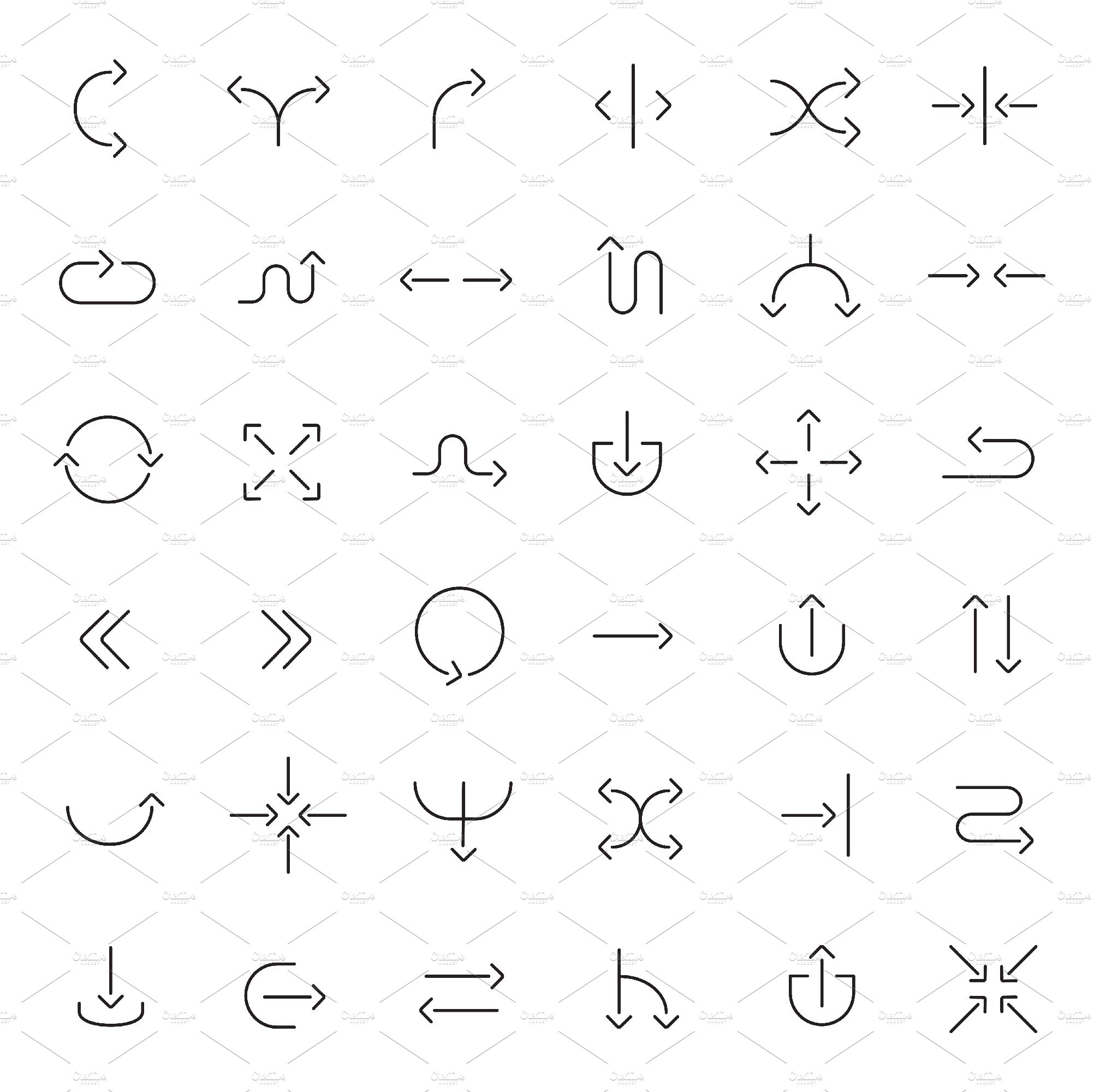 Arrows. 36 icons. Vector cover image.