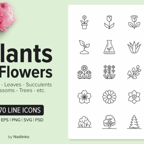 170 Plants & Flowers Icons cover image.