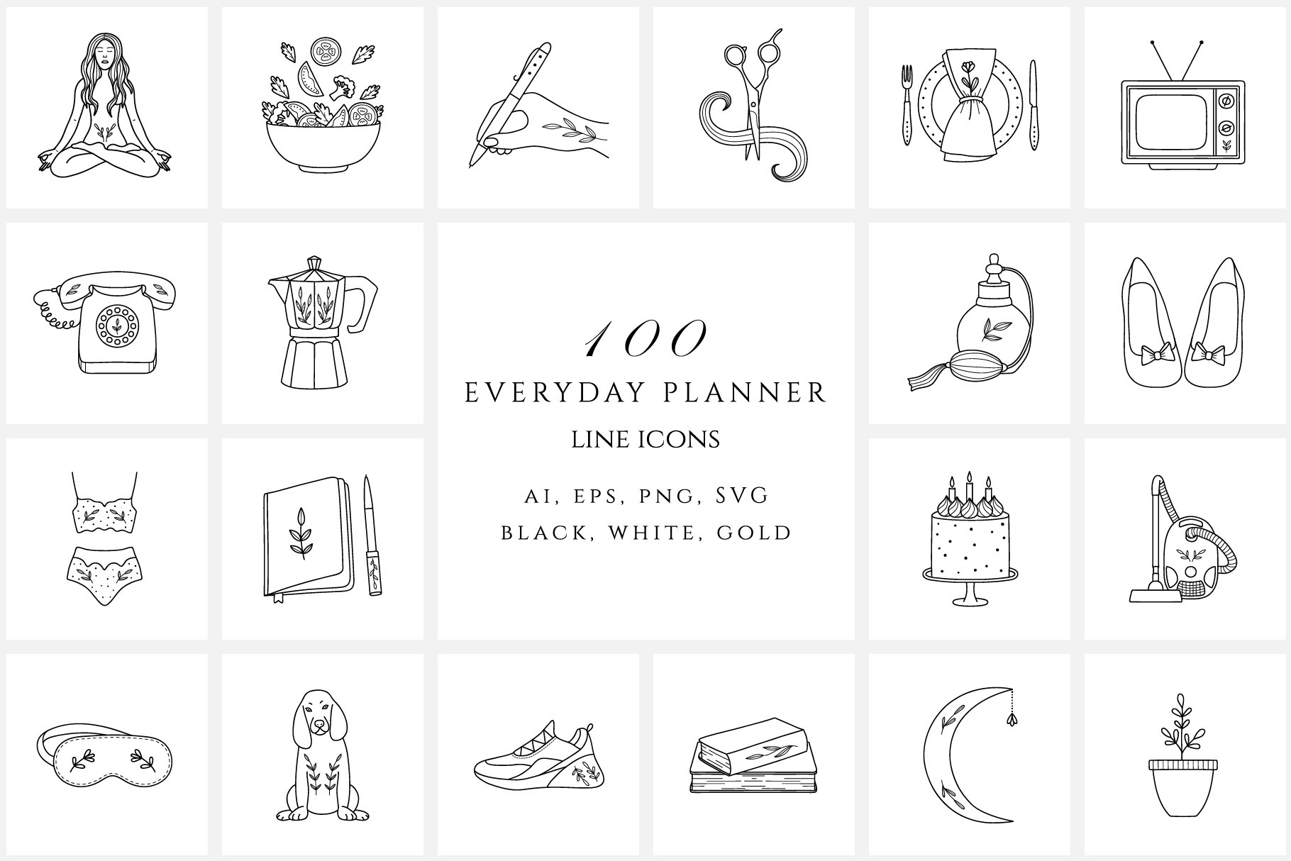 Everyday Planner Line Icon Set cover image.