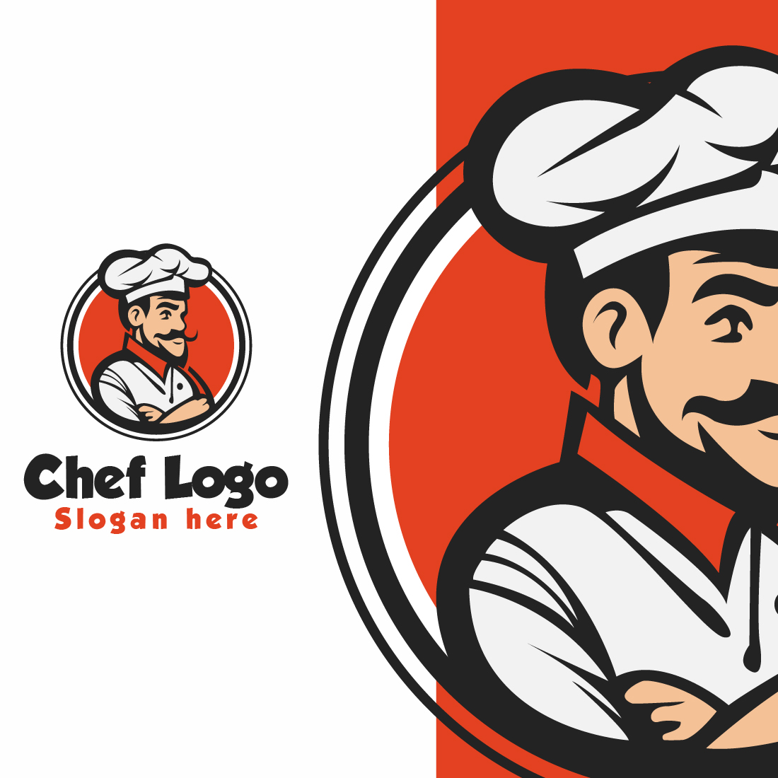 Chef mascot Logo Template preview image.