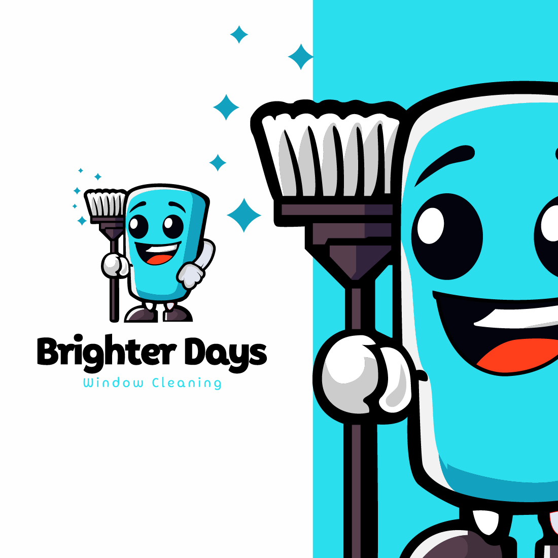Cute Window Cleaning Mascot logo Template cover image.