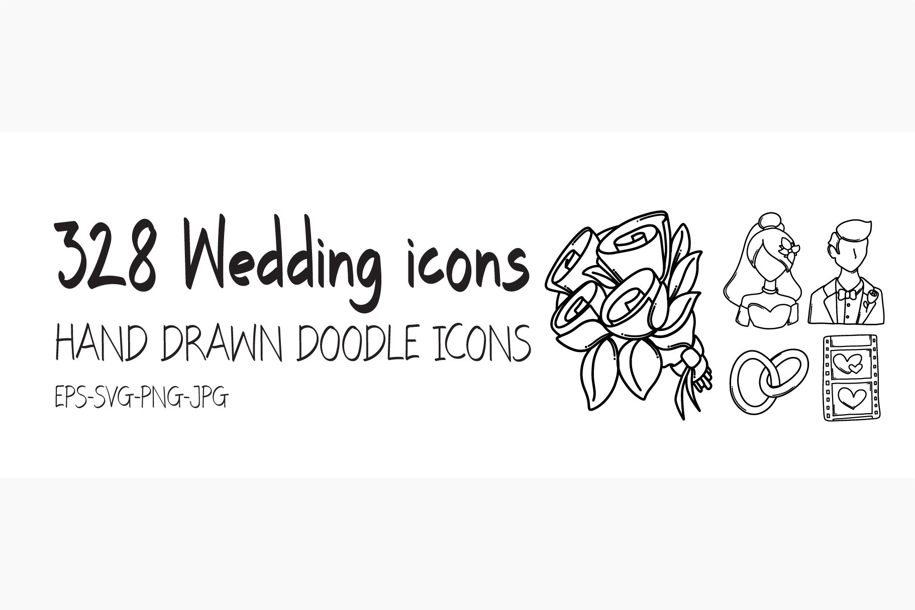 328 Wedding doodle icons cover image.