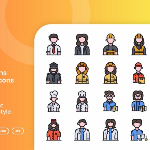 20 Professions Avatars - Filled Line cover image.