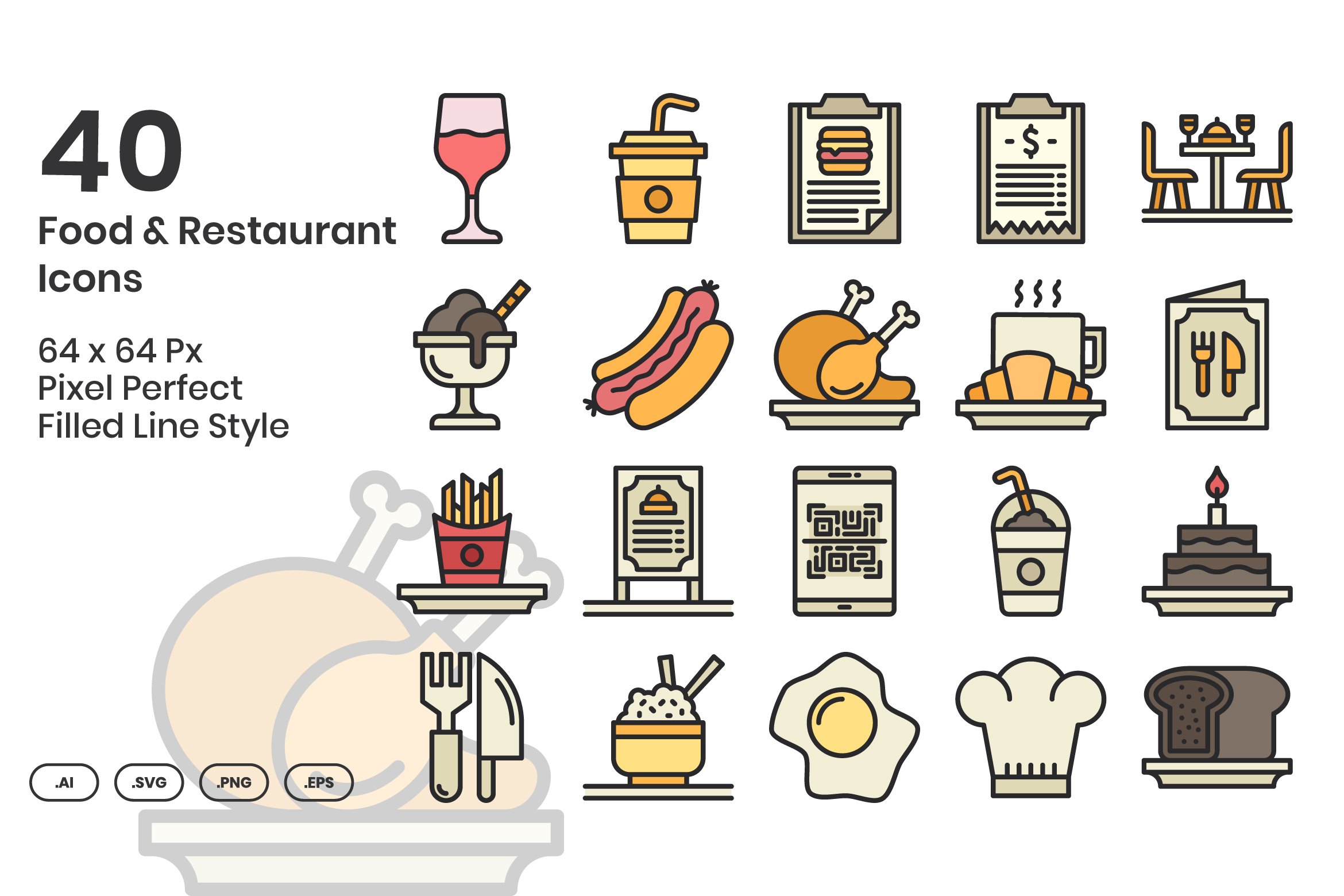 40 Food & Restaurant - Filled Line cover image.