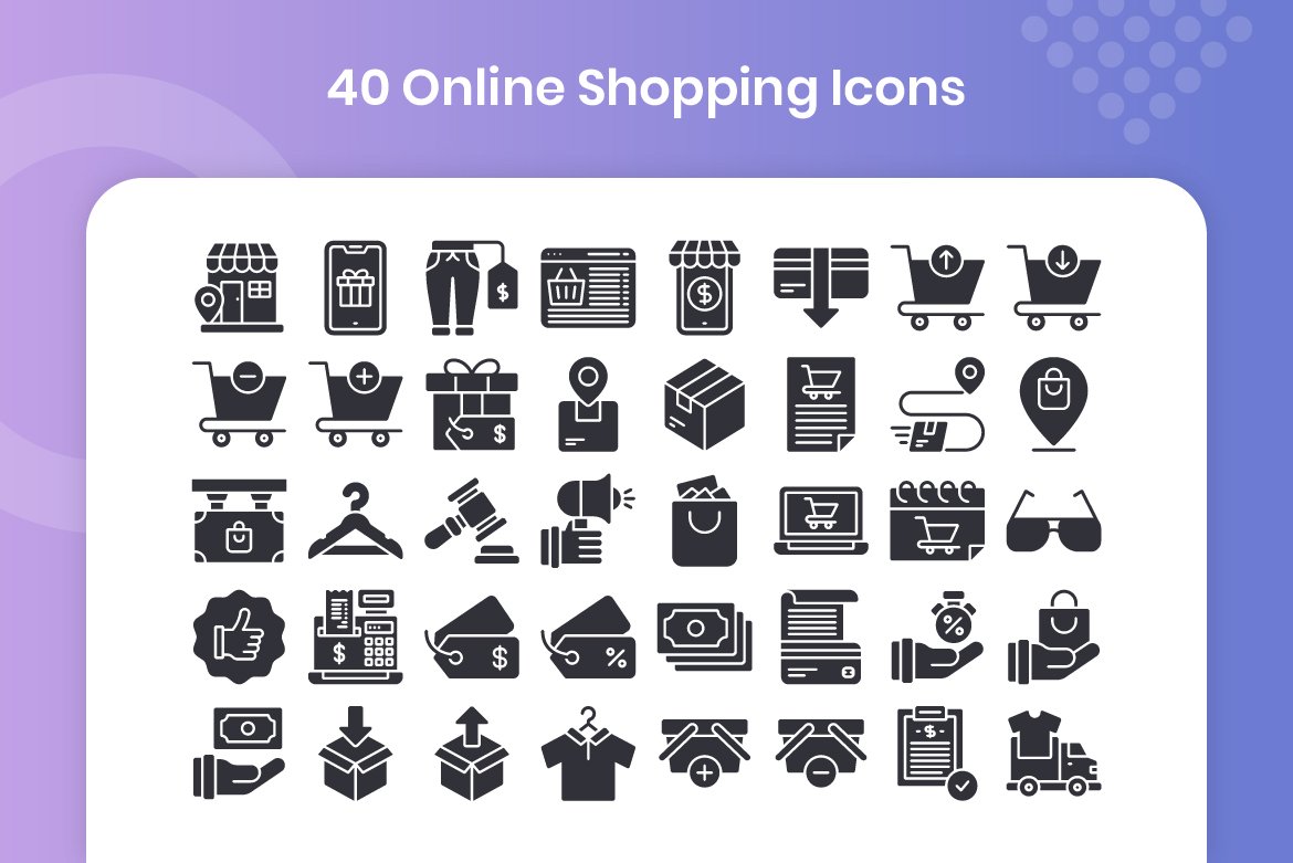 40 Online Shopping - Glyph preview image.