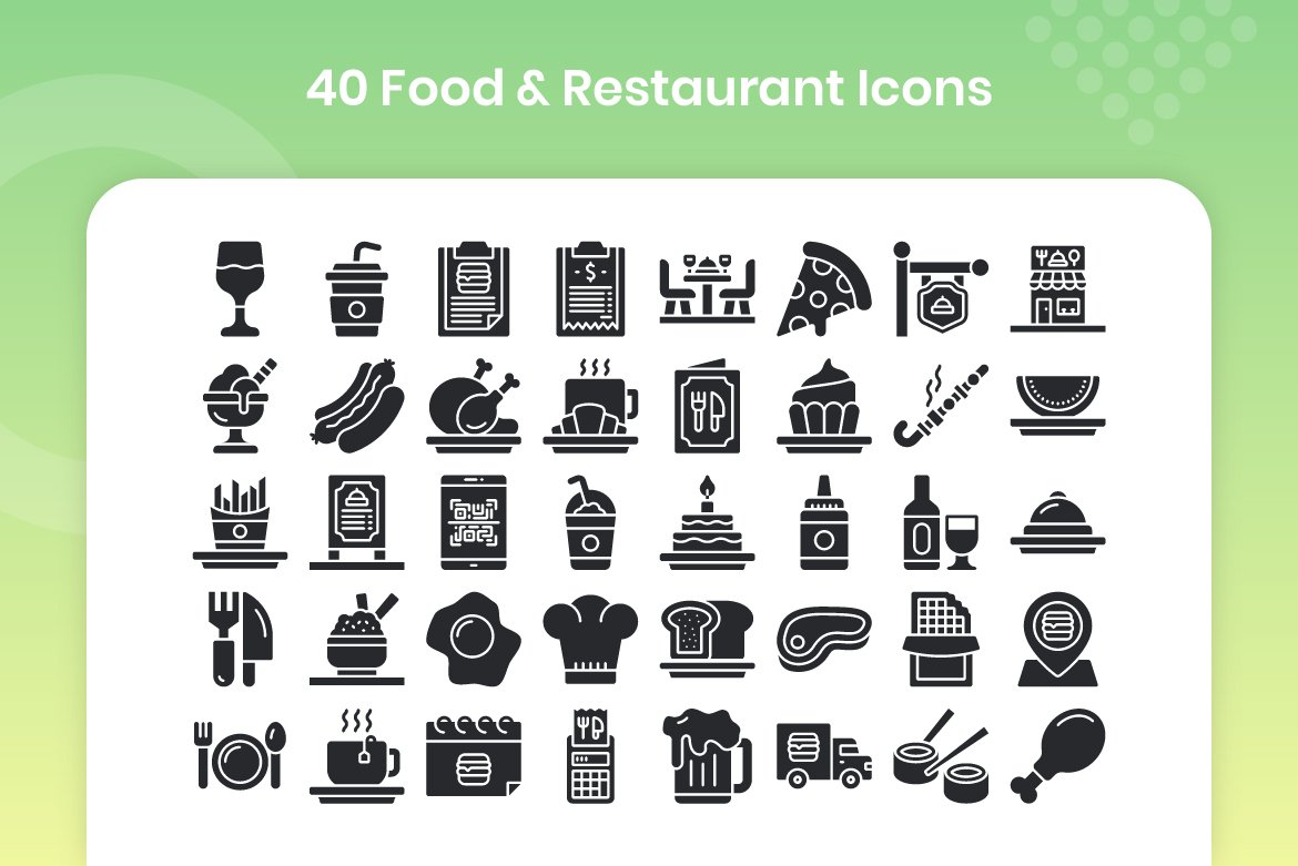 40 Food & Restaurant - Glyph preview image.