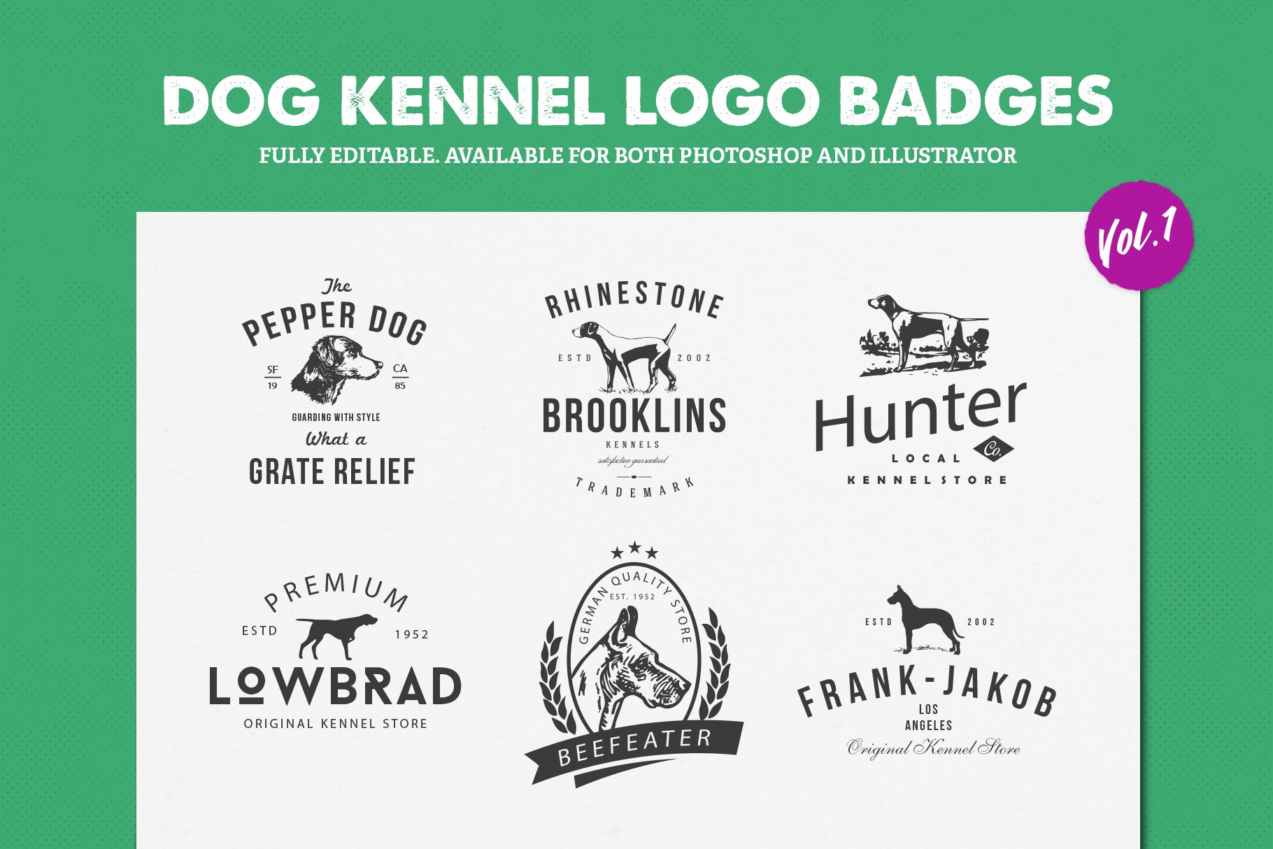 Dog Kennel Logo Badges cover image.