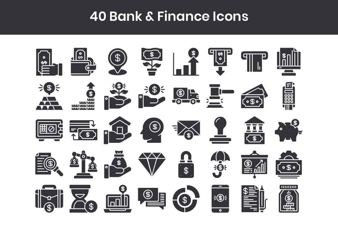40 Bank & Finance - Glyph preview image.