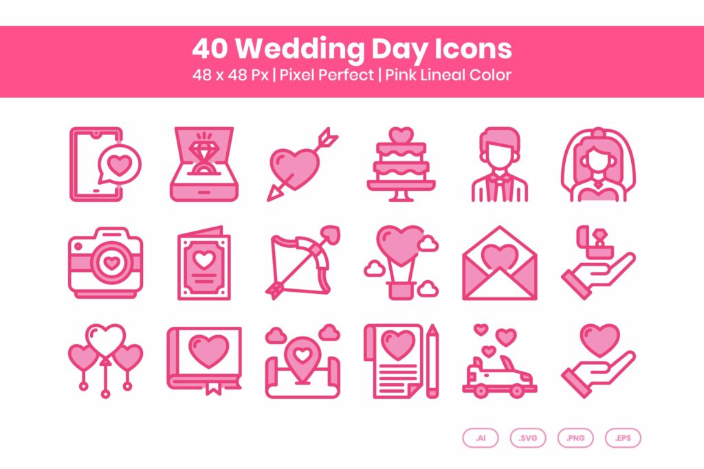 40 Wedding Day - Lineal Color – MasterBundles