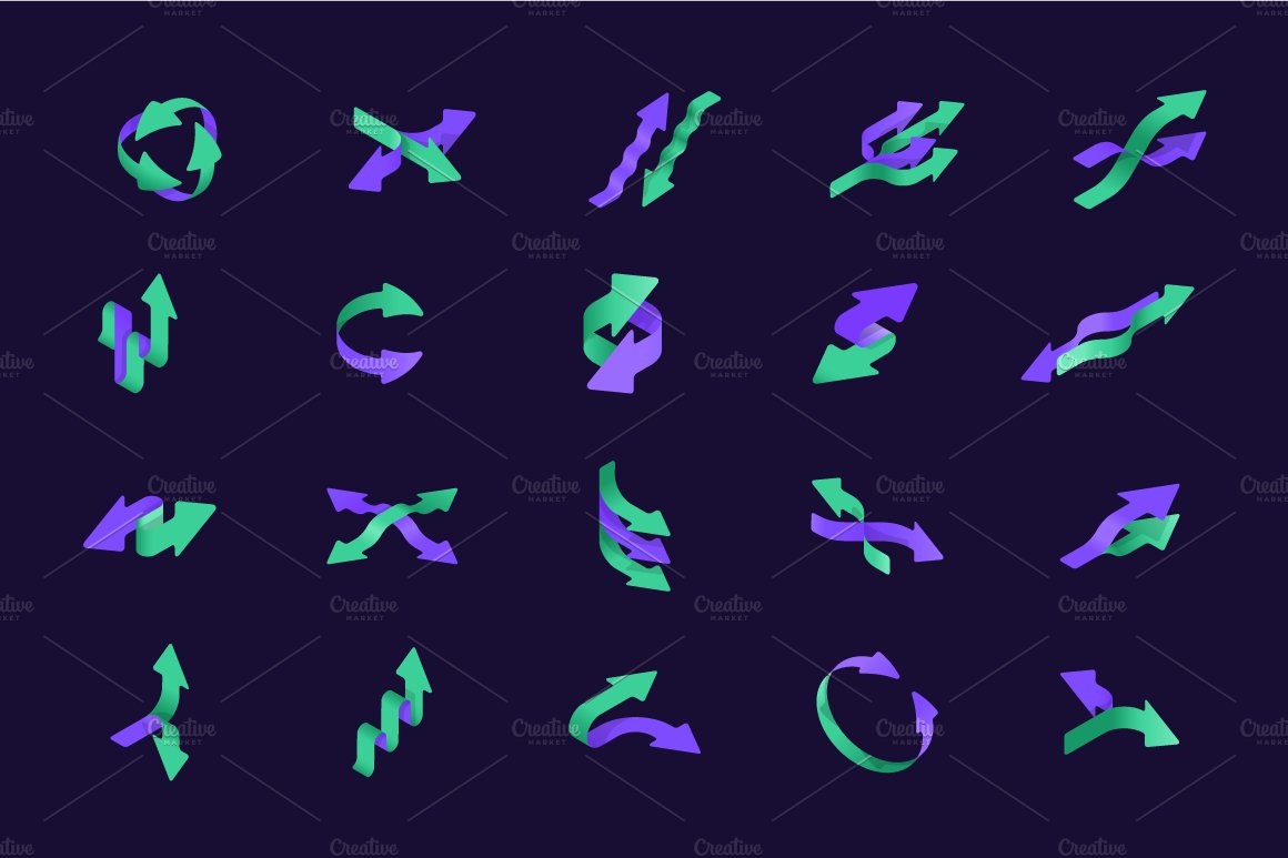 Isometric Arrow Icons cover image.