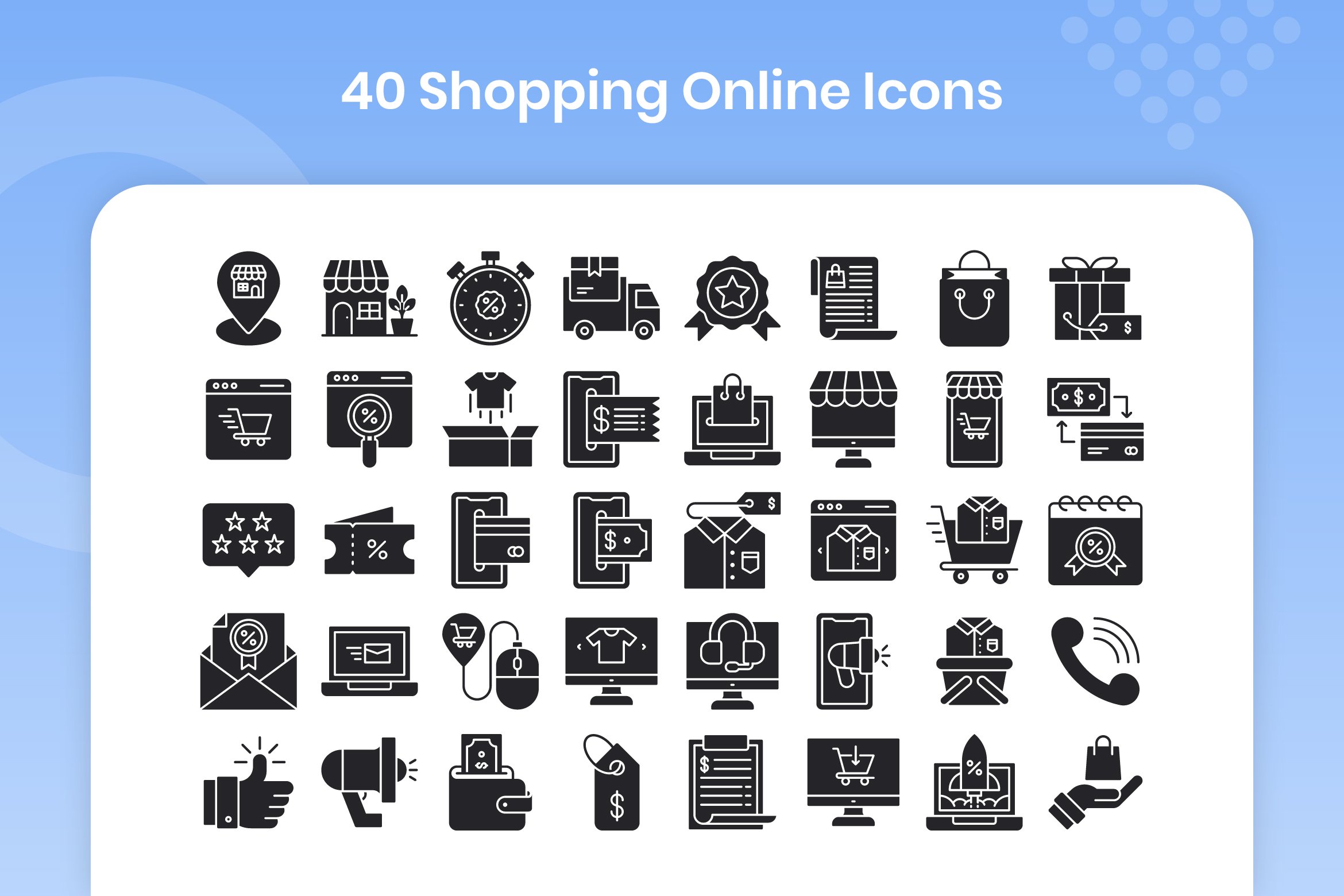 40 Shopping Online - Glyph preview image.