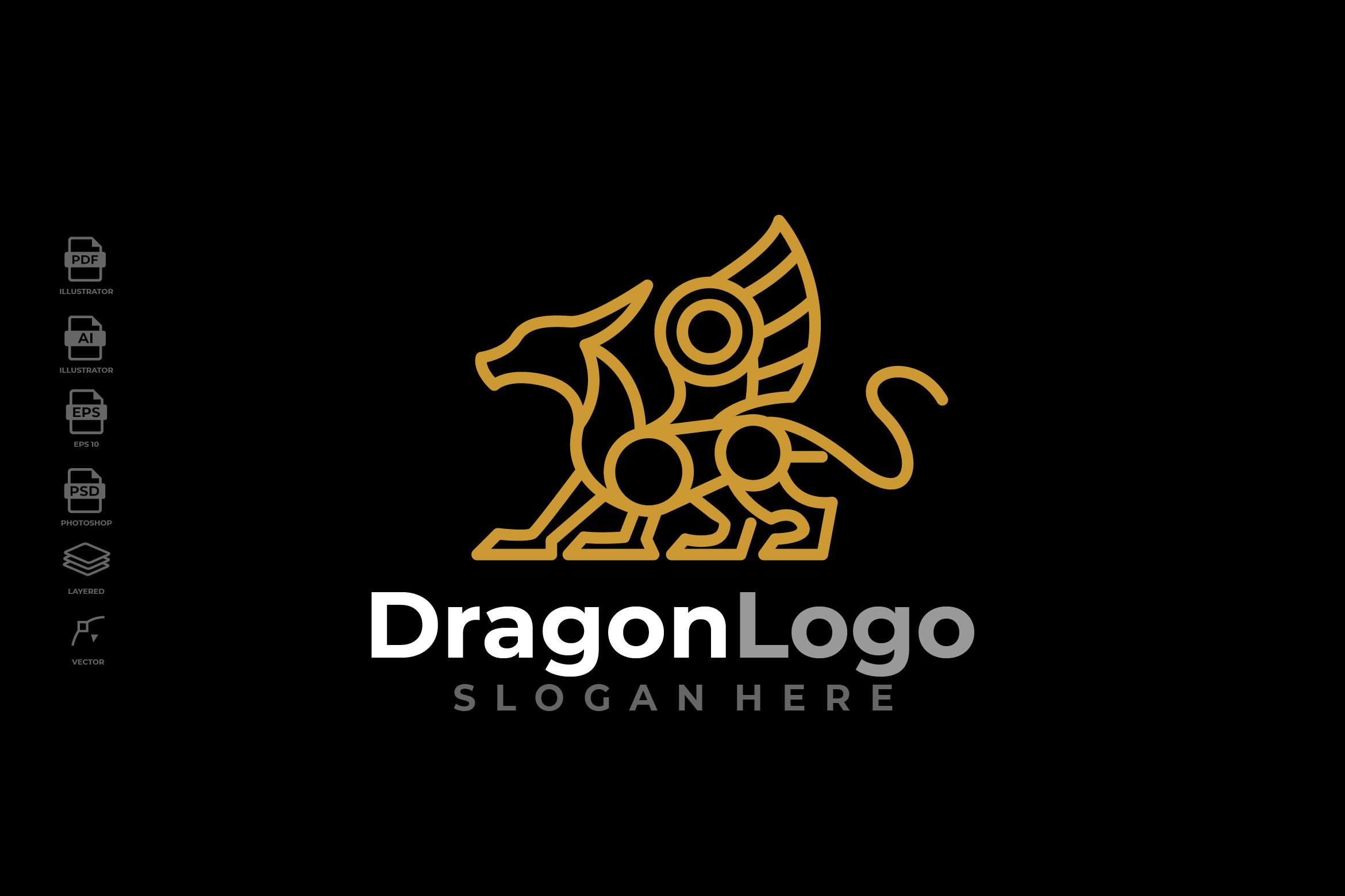 Simple Dragon Line Art Logo Design cover image.
