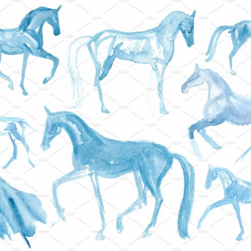 Watercolor Horses in Blue cover image.