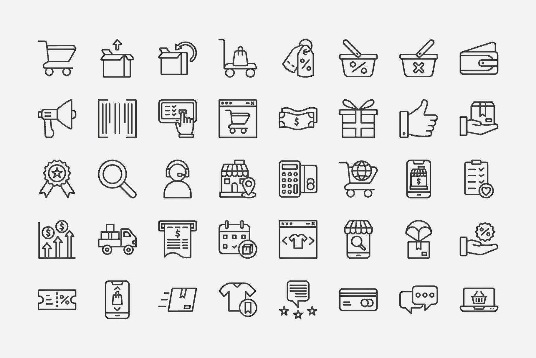 Ecommerce and Shopping Icon Set preview image.