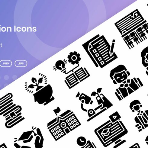 30 Education Icons - Glyph cover image.