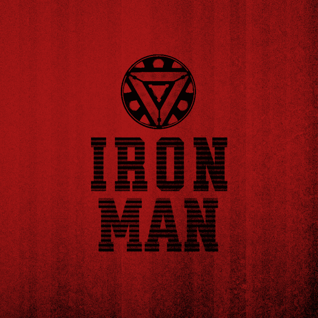 Red background with the words iron man on it.