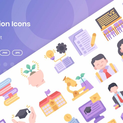 30 Education Icons - Flat cover image.