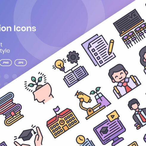 30 Education Icons - Filled Line cover image.
