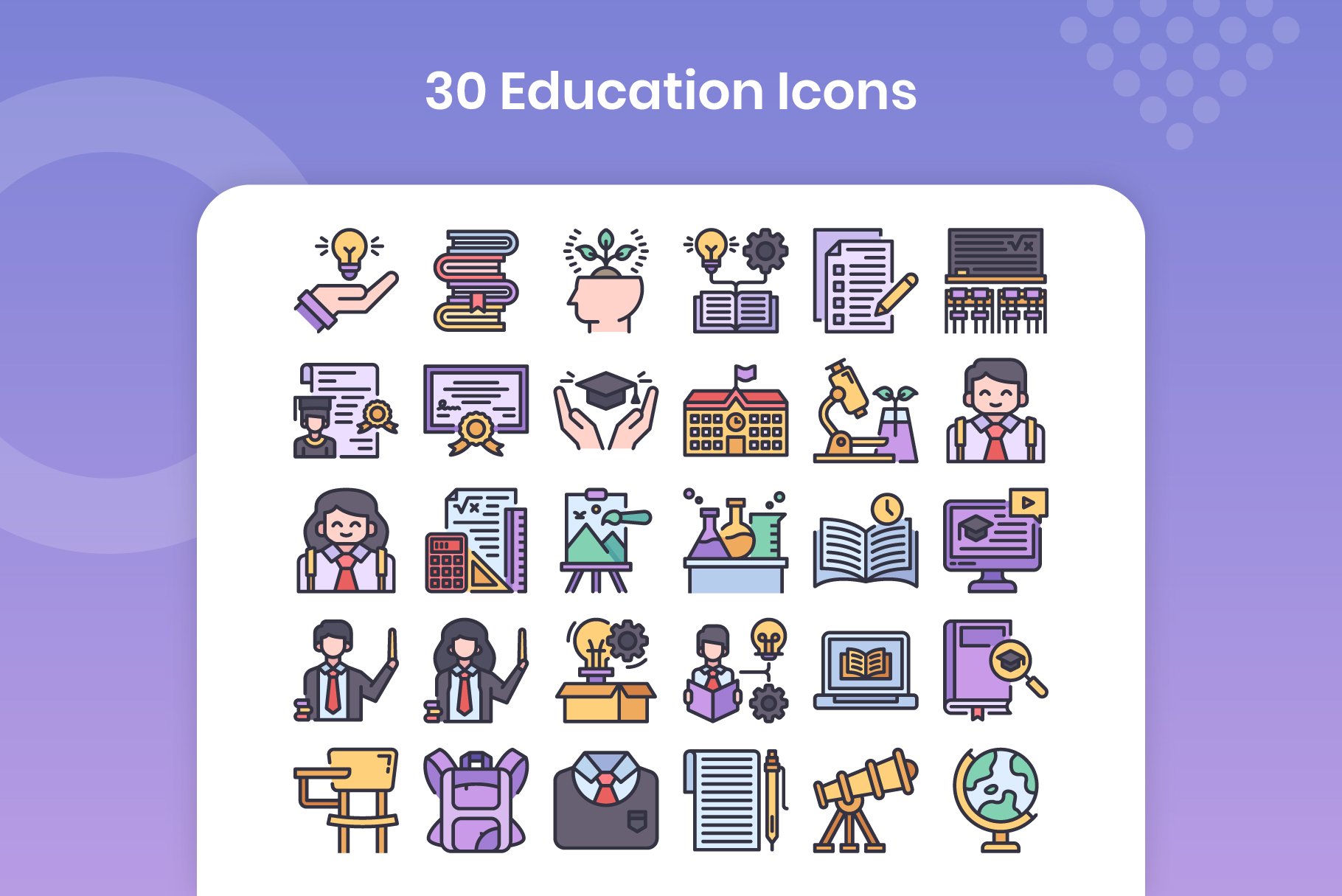 30 Education Icons - Filled Line preview image.