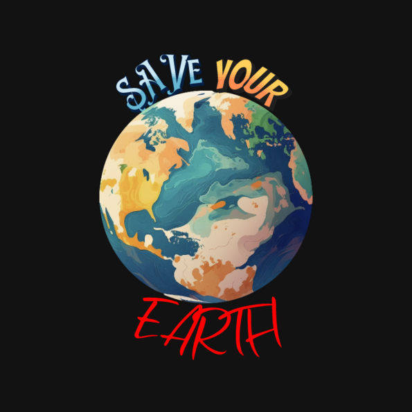 Picture of the earth with the words save your earth.