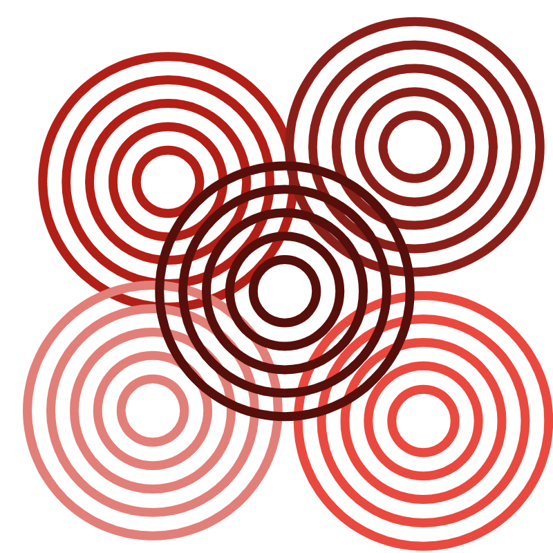 Group of red circles on a white background.