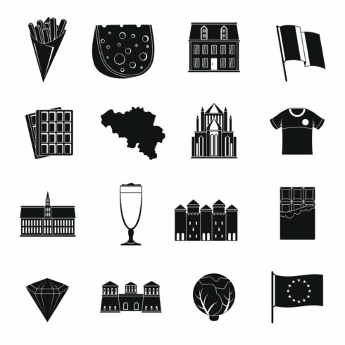 Belgium travel icons set cover image.