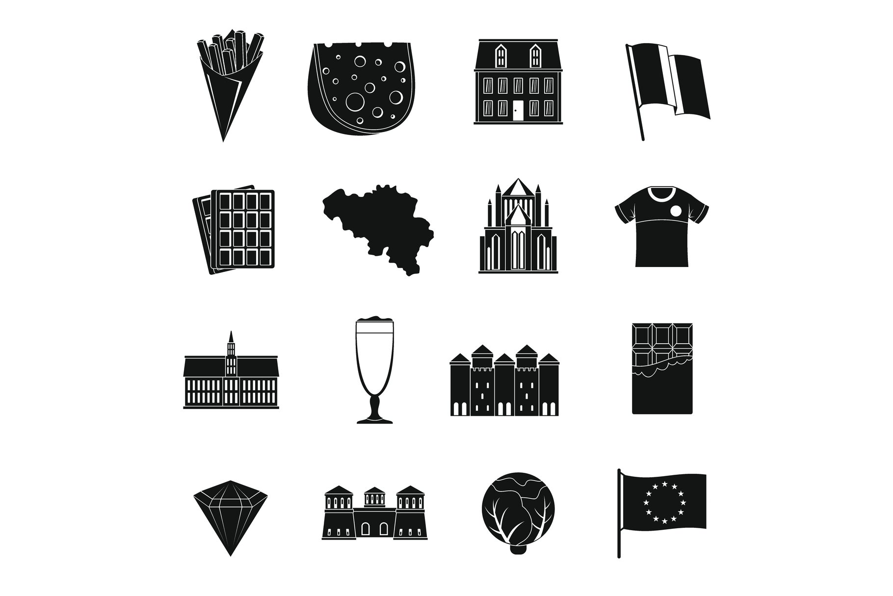 Belgium travel icons set cover image.