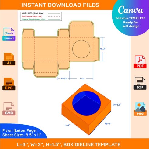 Assortment Soap Box, Round Window Display Box, Dieline Template Ai, PDF, EPS, JPG cover image.