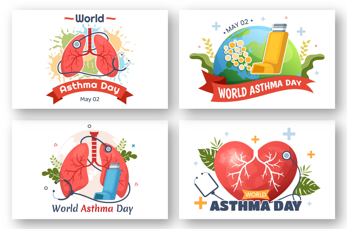 Four different world asthma day cards.